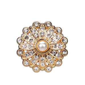 25mm Sunflower Shaped Rhinestone Pearl Buttons for Women Blazers 4pcs