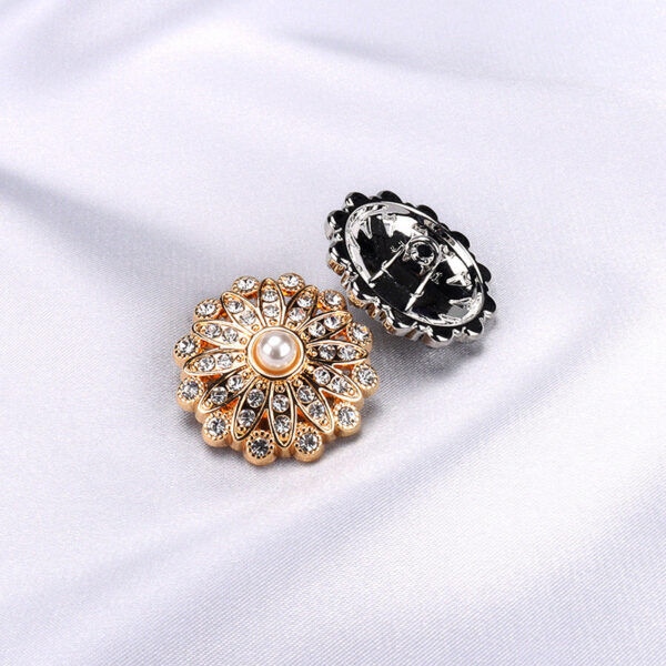 25mm Sunflower Shaped Rhinestone Pearl Buttons for Women Blazers 4pcs - Image 2