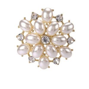27mm Golden Silver Metal Rhinestone Pearl Buttons for Women's Woolen Coats 4pcs 