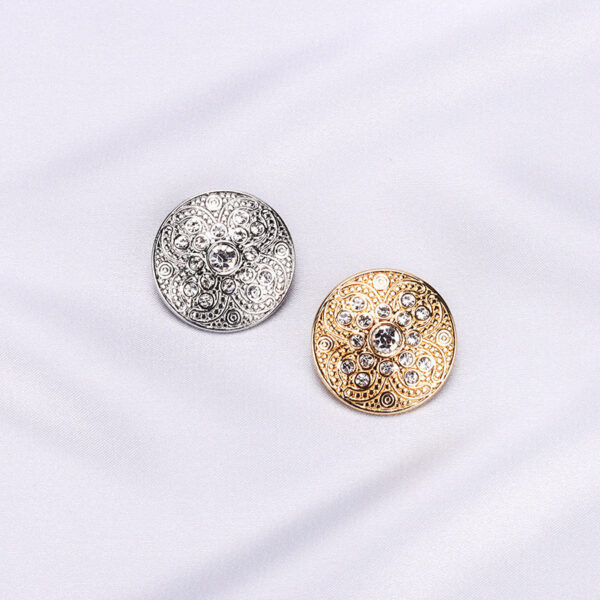 25mm Golden Silver Rhinestone Metal Shank Buttons for Women Blazers 5pcs - Image 4