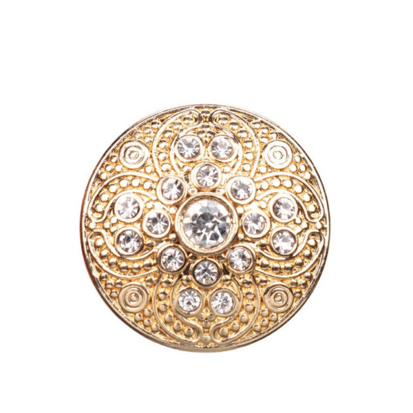 25mm Golden Silver Rhinestone Metal Shank Buttons for Women Blazers 5pcs - Image 3