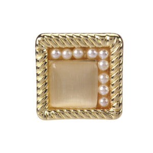 18mm Golden Square Metal Pearl Button 4pcs