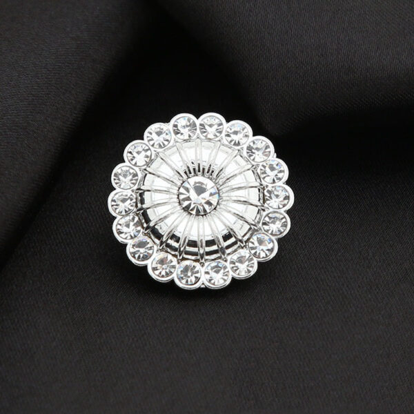 21mm Round Windmill Shaped Metal Colored Rhinestone Shank Buttons 6pcs - Image 4