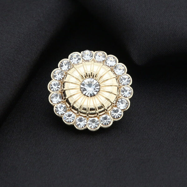 21mm Round Windmill Shaped Metal Colored Rhinestone Shank Buttons 6pcs - Image 8