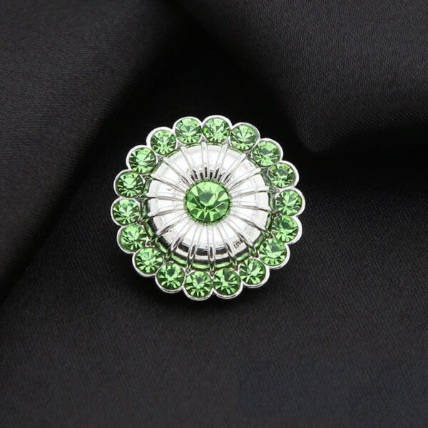 21mm Round Windmill Shaped Metal Colored Rhinestone Shank Buttons 6pcs - Image 5