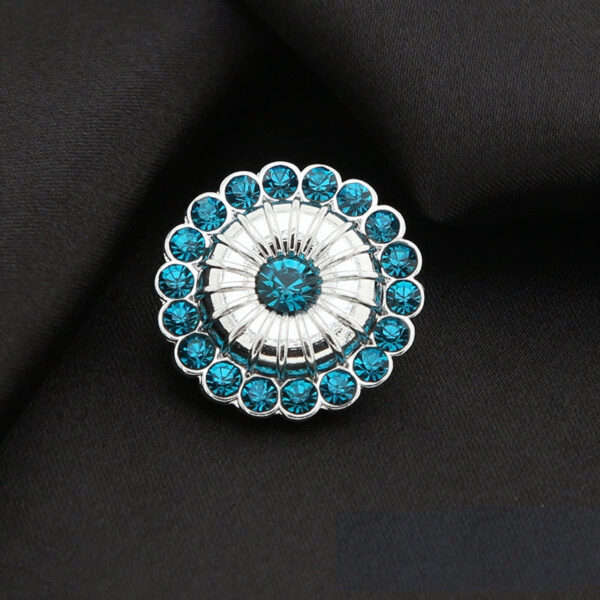 21mm Round Windmill Shaped Metal Colored Rhinestone Shank Buttons 6pcs - Image 7