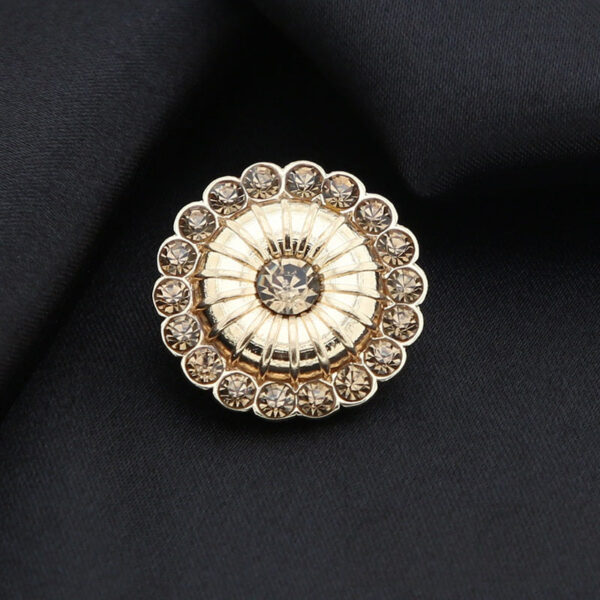 21mm Round Windmill Shaped Metal Colored Rhinestone Shank Buttons 6pcs - Image 9