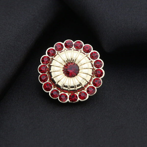 21mm Round Windmill Shaped Metal Colored Rhinestone Shank Buttons 6pcs - Image 10