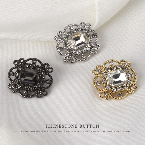 20mm Gold Silver Black Large Crystal Rhinestone Buttons for Sweater 4pcs - Image 3