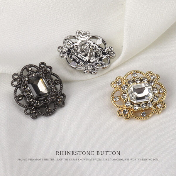 20mm Gold Silver Black Large Crystal Rhinestone Buttons for Sweater 4pcs - Image 2