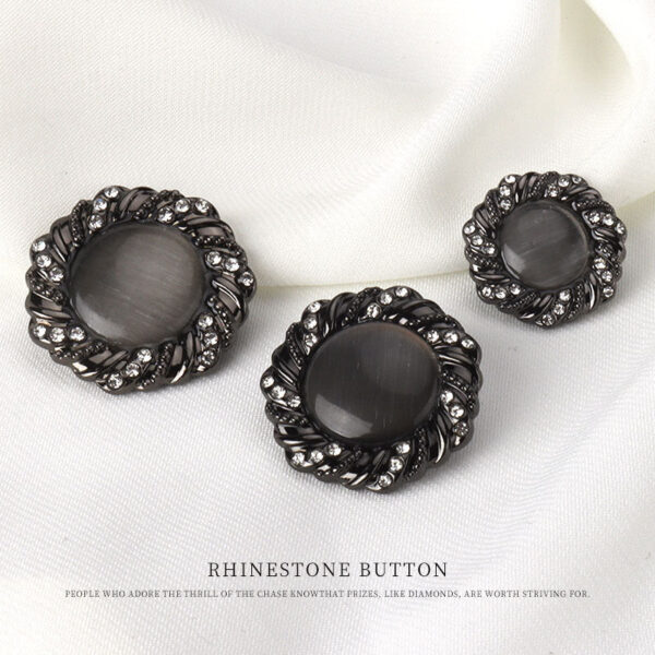 18-25mm Golden Black Round Cat's Eye Stone Metal Buttons with Shanks 12pcs