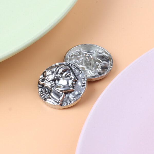 Metal Shank Buttons Ancient Roman Head Scarab Beetle Patterns 15 Pack - Image 7