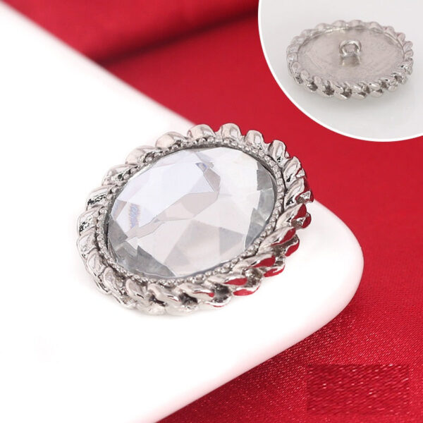 20/25mm Golden Silver Metal Rhinestone Shank Buttons 12pcs - Image 4