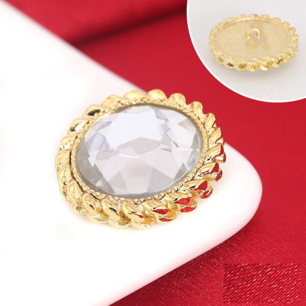 20/25mm Golden Silver Metal Rhinestone Shank Buttons 12pcs - Image 3