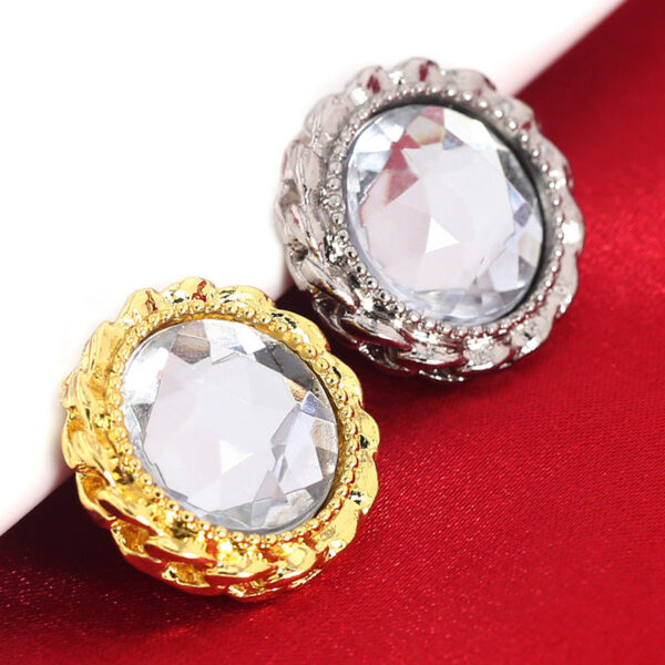 20/25mm Golden Silver Metal Rhinestone Shank Buttons 12pcs - Image 2