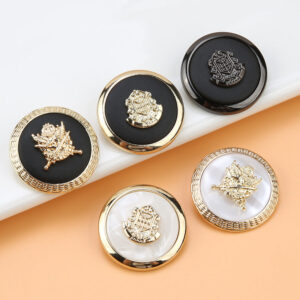 Round Resin Metal Shank Buttons British Anchor Shield Patterns 20 Pack