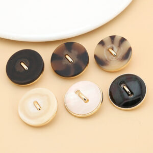 18/23/25mm Brown Resin Coat Buttons with Metal Bases Shanks 15 Pack