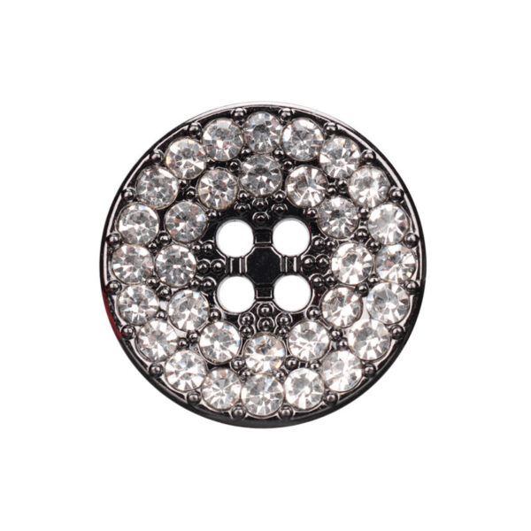 Round Gunmetal Golden Silver Rhinestone Metal Four Hole Buttons 12pcs - Image 3