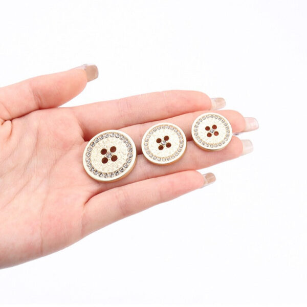 18/20/23/25mm Round Rhinestone Metal Flat Four Hole Buttons 12pcs - Image 4