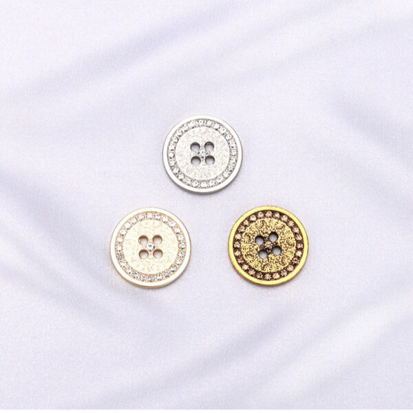 18/20/23/25mm Round Rhinestone Metal Flat Four Hole Buttons 12pcs - Image 3