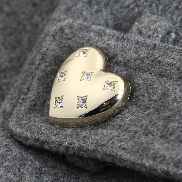30mm Heart Shaped Rhinestone Shank Buttons for Women Trench Coats 12pcs - Image 4