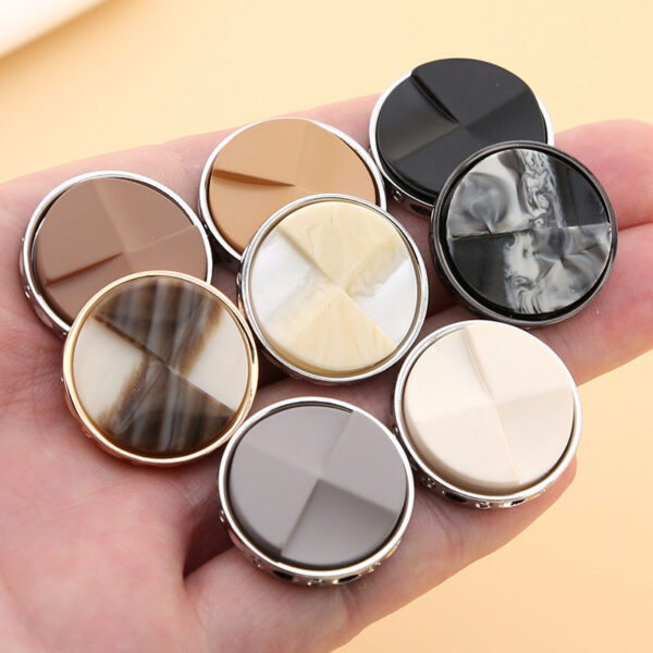 Black Brown Fan Shaped Two Tone Resin Metal Shank Buttons 20 Pack - Image 2