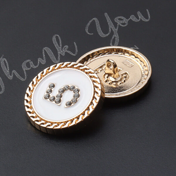 1 inch Number 5 Round Golden Silver Metal Oil Dotted Shank Buttons 12pcs - Image 4