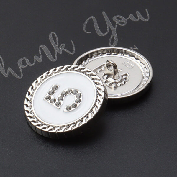 1 inch Number 5 Round Golden Silver Metal Oil Dotted Shank Buttons 12pcs - Image 3
