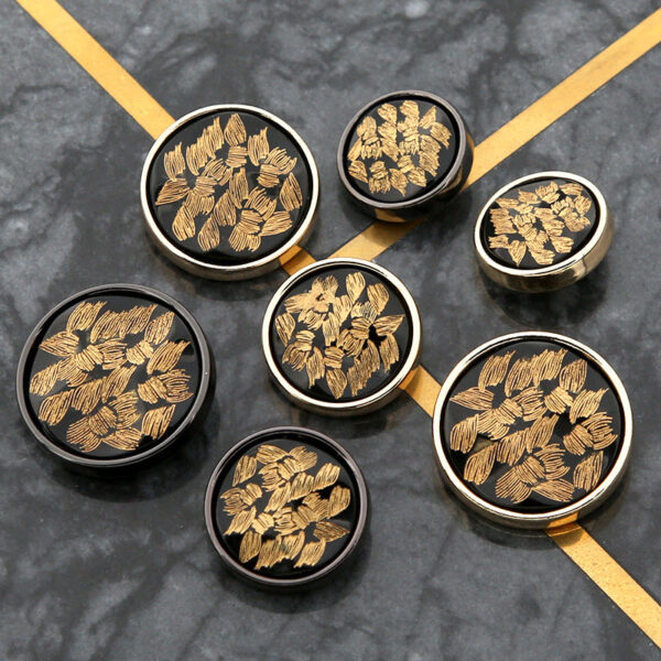 20mm Black Gold Metal Resin Round Buttons for Coats Sweaters 20 Pack - Image 3
