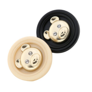17/23/25mm Beige Black Round Bear Shaped Resin Metal Shank Buttons 15 Pack