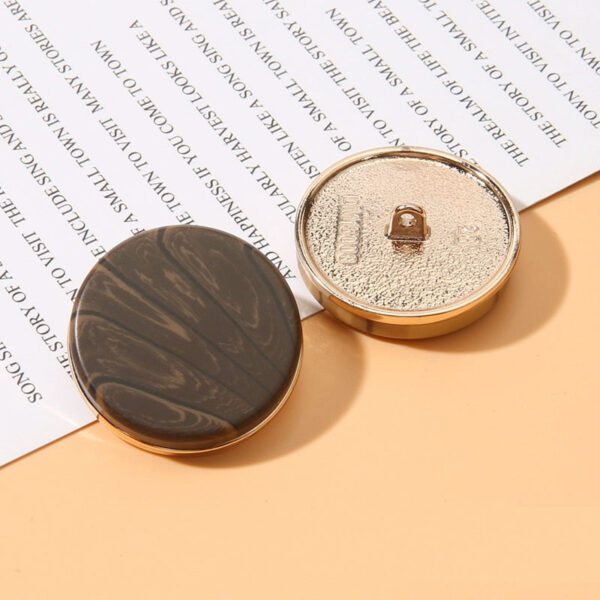 Round Resin Metal Shank Buttons Coffee Beige Brown Black 20 Pack - Image 3