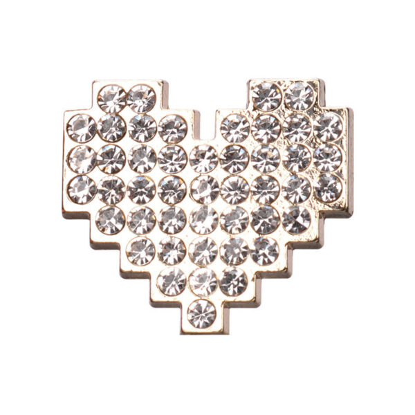 12.5/15/23mm Heart-Shaped Pearl Metal Rhinestone Button 15 Pack - Image 2