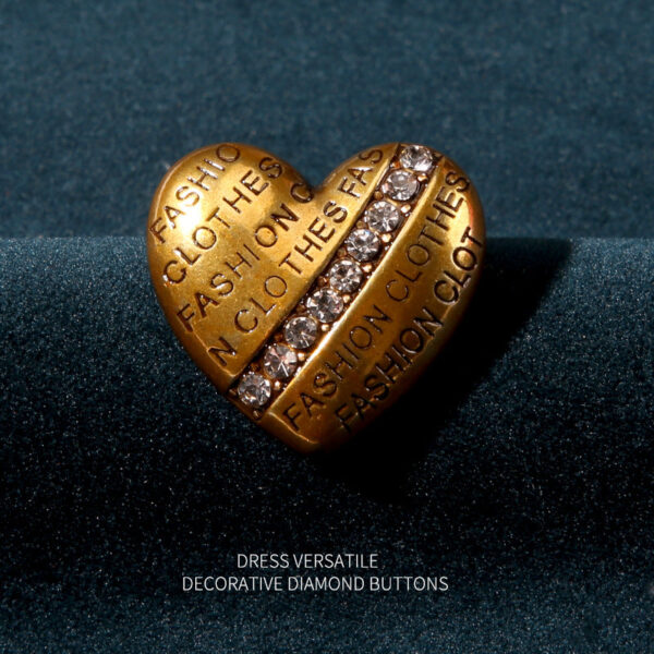 Vintage Golden Silver Heart Shaped Rhinestone Buttons for Men Women Coats 12pcs - Image 3