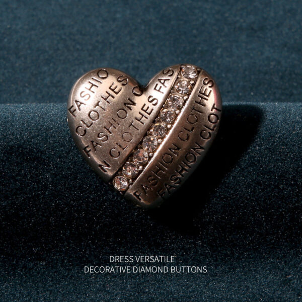 Vintage Golden Silver Heart Shaped Rhinestone Buttons for Men Women Coats 12pcs - Image 4