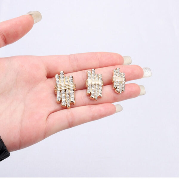 20/24/30mm Long Strip Shaped Bundled Metal Rhinestone Buttons 12pcs - Image 4