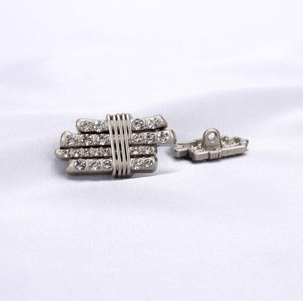 20/24/30mm Long Strip Shaped Bundled Metal Rhinestone Buttons 12pcs - Image 3