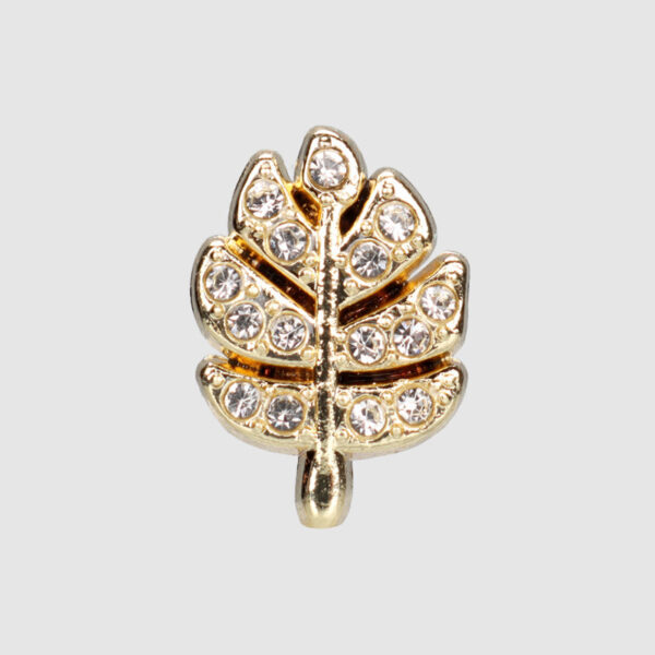 12.5mm Gold Silver Small Leaf Shaped Rhinestone Metal Buttons 20 Pack - Image 3
