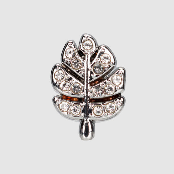 12.5mm Gold Silver Small Leaf Shaped Rhinestone Metal Buttons 20 Pack - Image 4