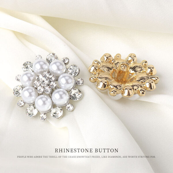 30mm Pearl Diamond Hand-Sewn Button Metal Base with Shank 3pcs - Image 3