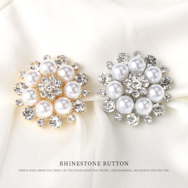30mm Pearl Diamond Hand-Sewn Button Metal Base with Shank 3pcs - Image 2