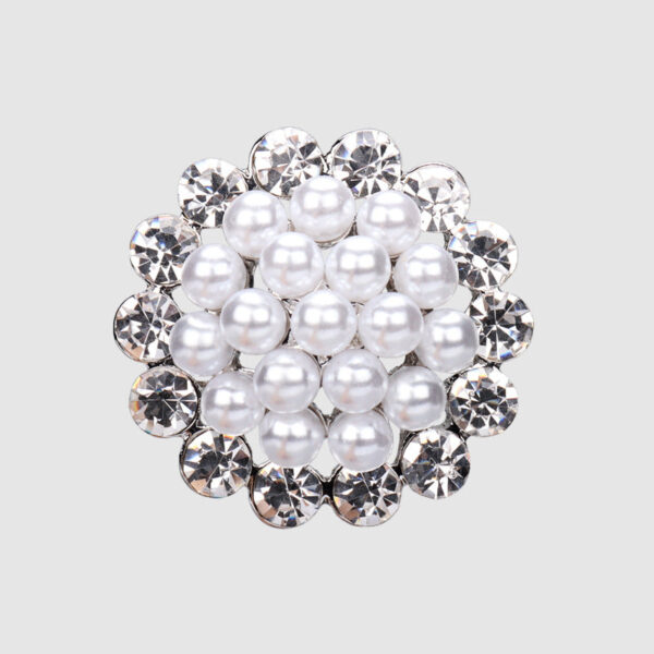 Metal Pearl Hollow Rhinestone Button for Women's Coats 4pcs