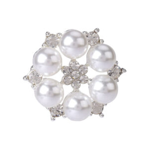 28mm Metal Pearl Rhinestone Button for High-End Fur Coats 4pcs