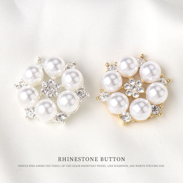 28mm Metal Pearl Rhinestone Button for High-End Fur Coats 4pcs - Image 2