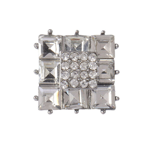 18mm Golden Silver Square Rhinestone Metal Buttons for Women Outerwear 2pcs - Image 2