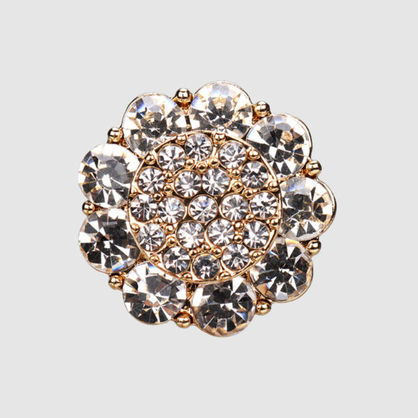 20mm Floral Shaped Golden Silver Shiny Rhinestone Sewing Metal Shank Buttons 4pcs - Image 4