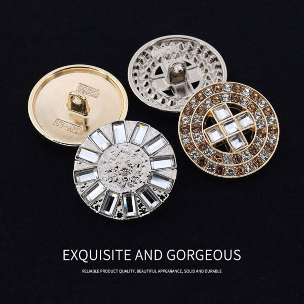 23mm Round Exquisite Metal Crystal Rhinestone Shank Coat Buttons 10pcs - Image 3