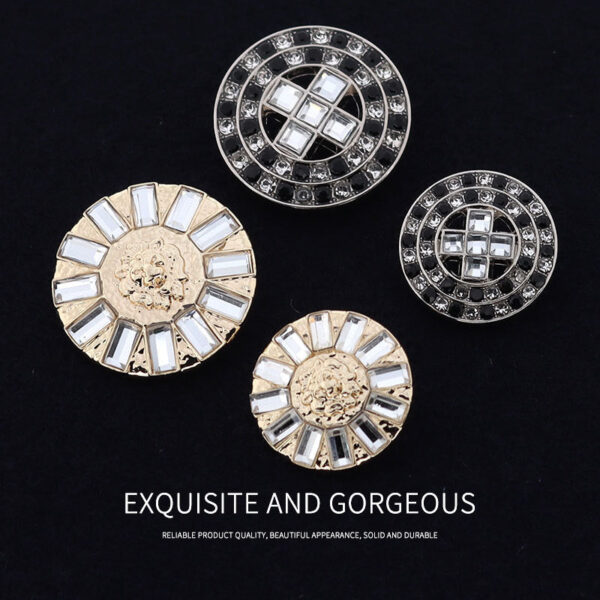23mm Round Exquisite Metal Crystal Rhinestone Shank Coat Buttons 10pcs - Image 2