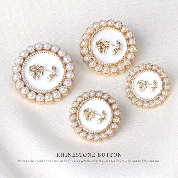 Pearl Rose Metal White Black Oiled Buttons for Women's Jackets 12 Pack