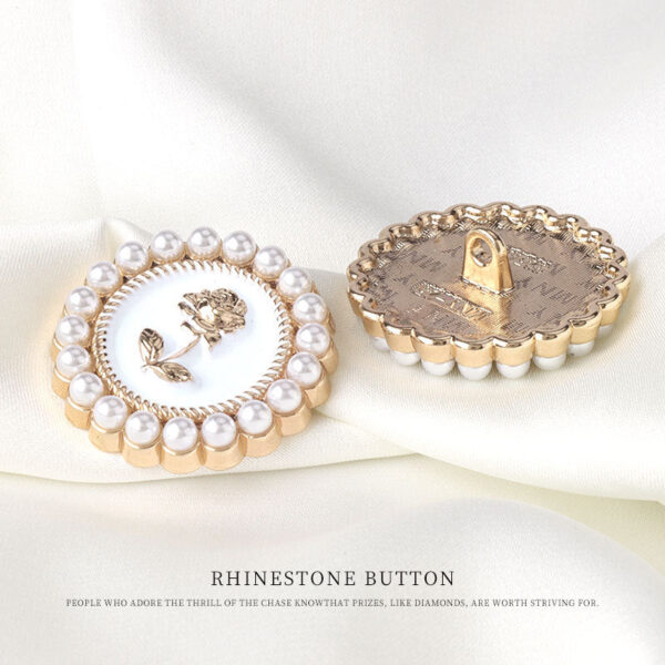 Pearl Rose Metal White Black Oiled Buttons for Women's Jackets 12 Pack