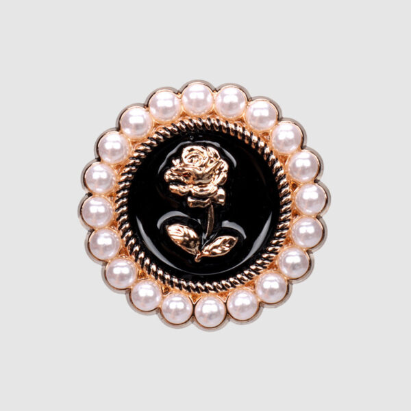 Pearl Rose Metal White Black Oiled Buttons for Women's Jackets 12 Pack